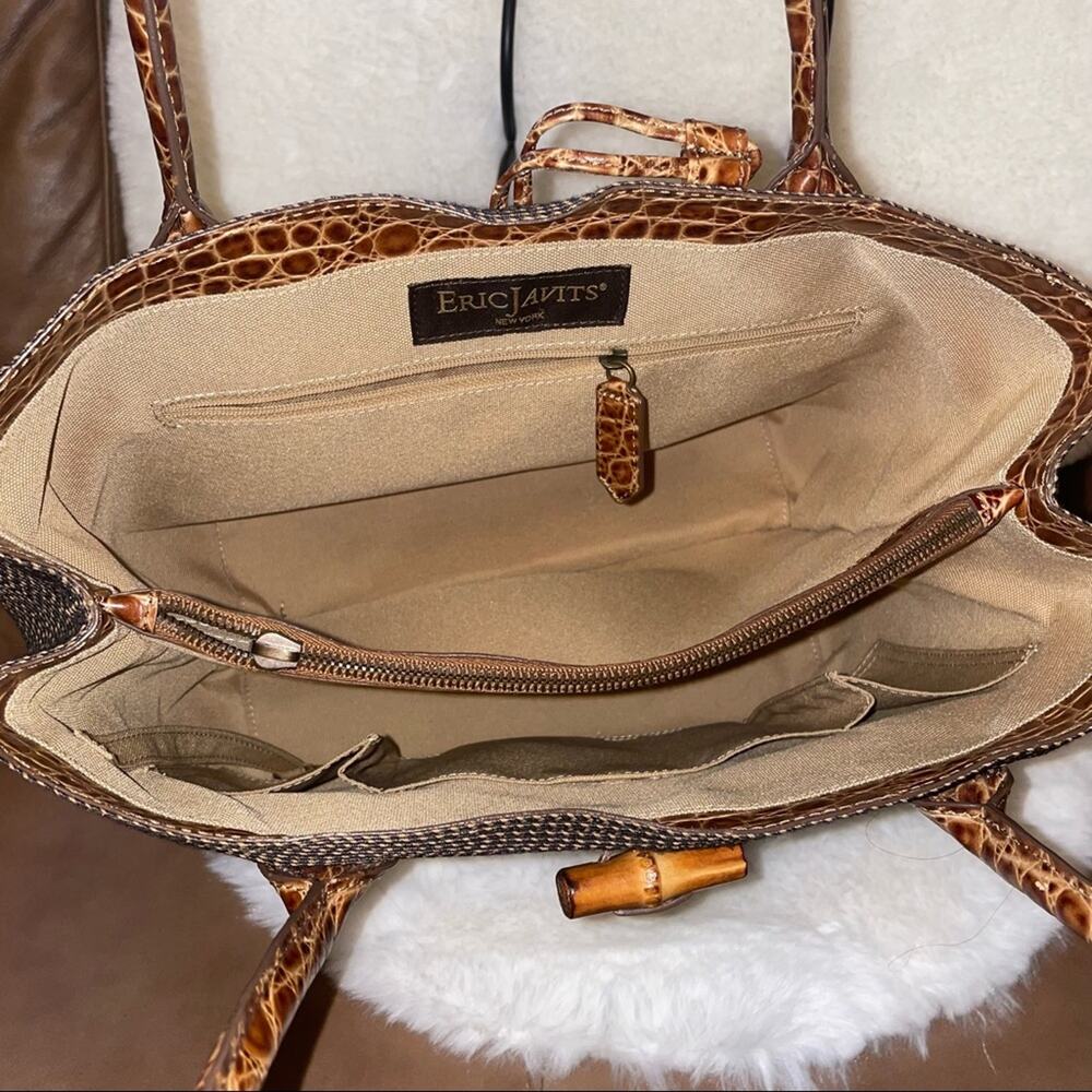 Eric Javitz Crocodile Patterned Leather Trim Shou… - image 5